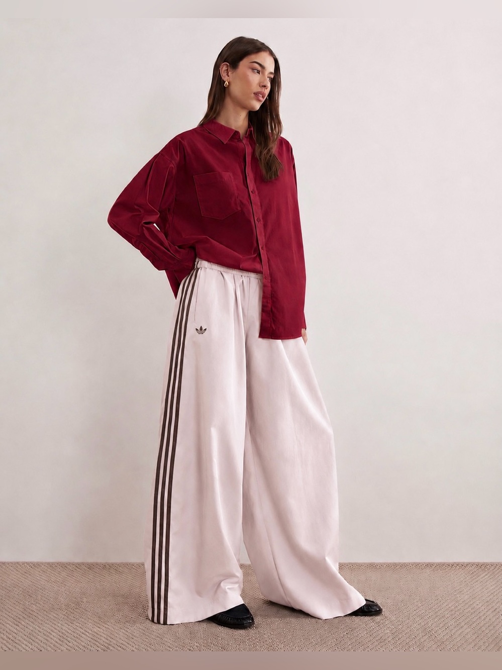 Adidas Firebird Adilenium Wide Leg Track Pants Sandy Pink/Brown KV5300